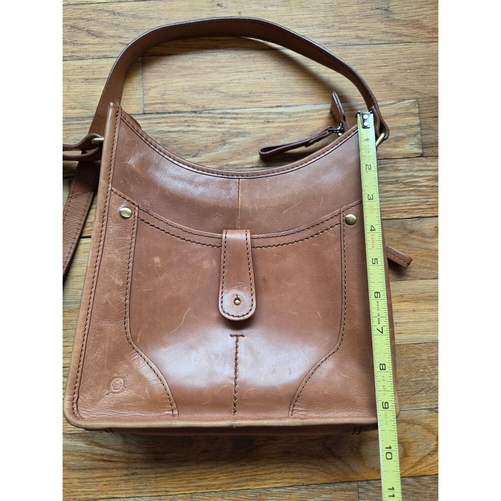 Born leather brown crossbody bag hippie bohemian adjustable strap worn leather - Picture 8 of 11